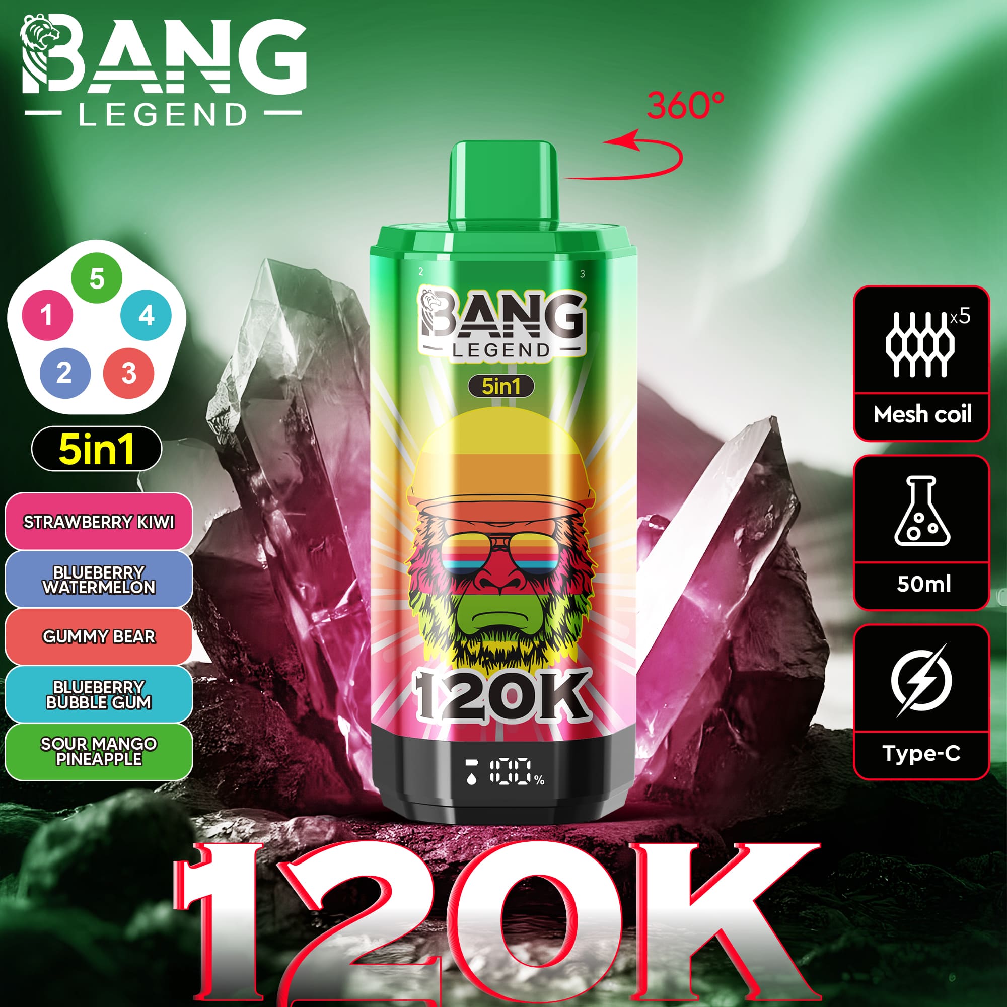 Bang Legend 120K Puffs 5in1 Vape – Maximum Flavor. Extreme Performance. gallery image 7