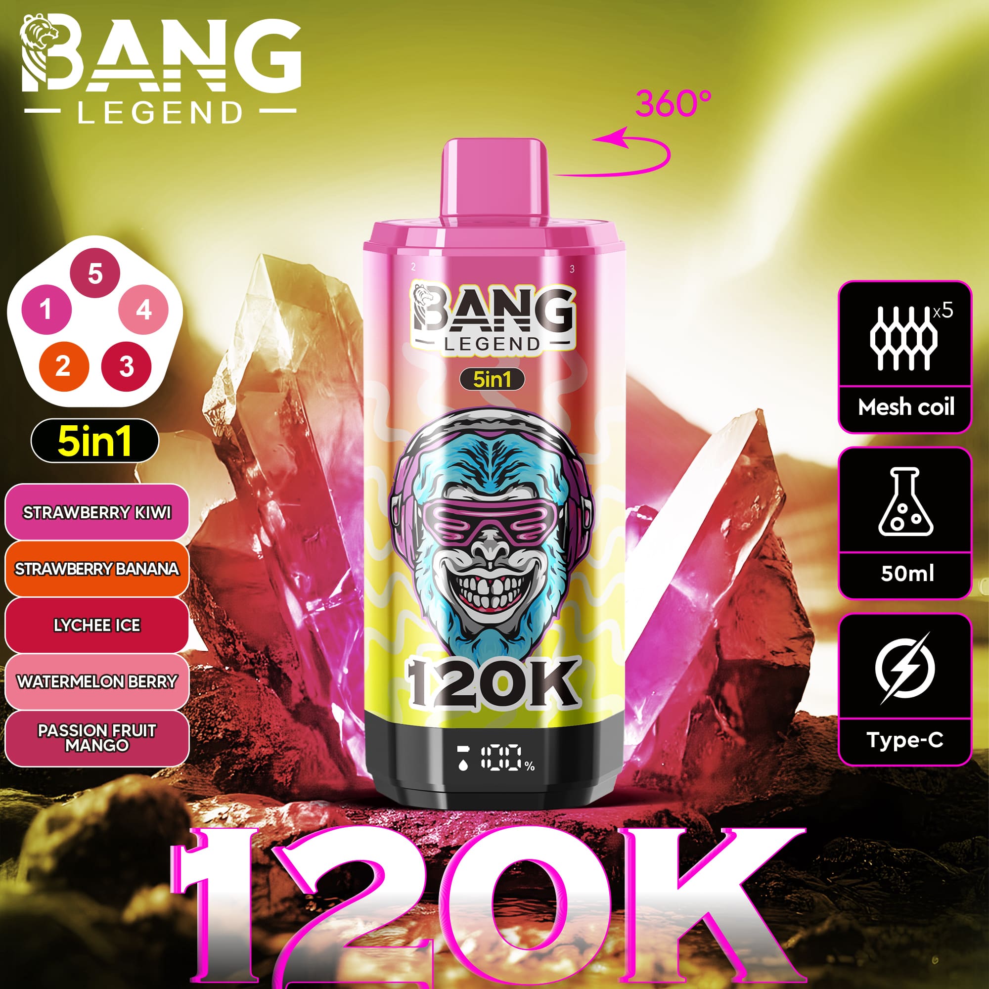Bang Legend 120K Puffs 5in1 Vape – Maximum Flavor. Extreme Performance. gallery image 8
