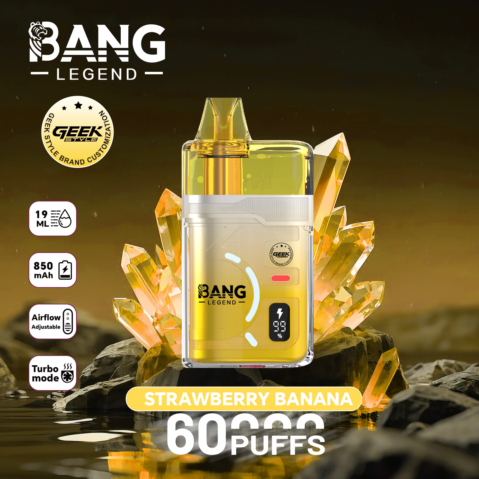 Bang Legend Geek 60000 Puffs Refillable Vape – 60K Puffs | Refillable E-Liquid | Mesh Coil | 850mAh | Type-C | 0% 2% 3% 5% Nicotine gallery image 8