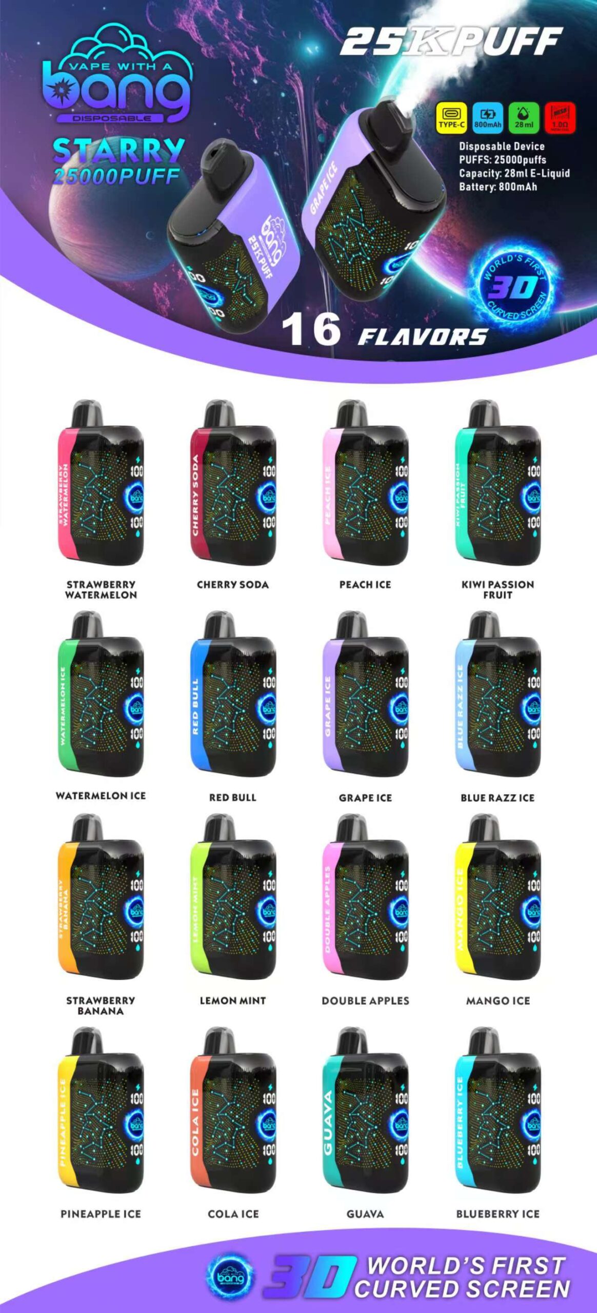 Bang starry 25000 puffs Disposable Vape gallery image 1