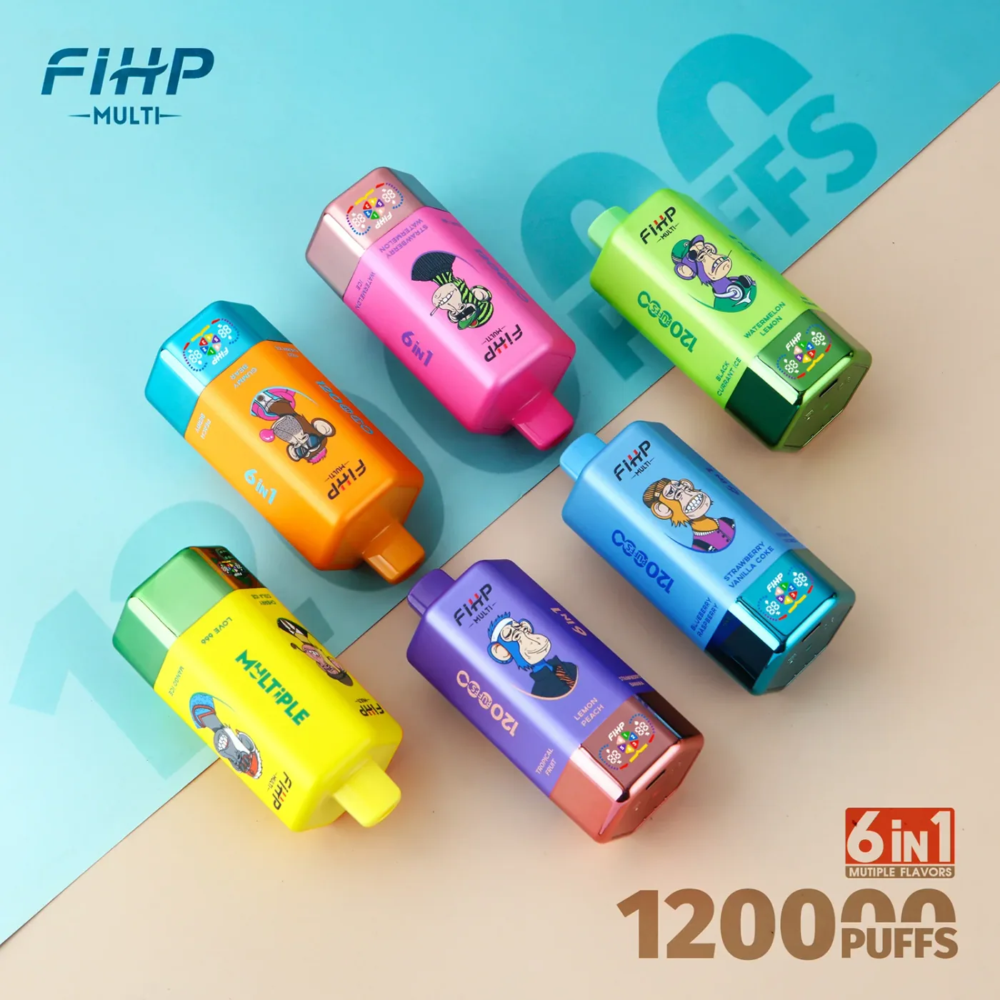 FIHP 120000 Puffs 6in1 Multiple Flavors Disposable Vape gallery image 5