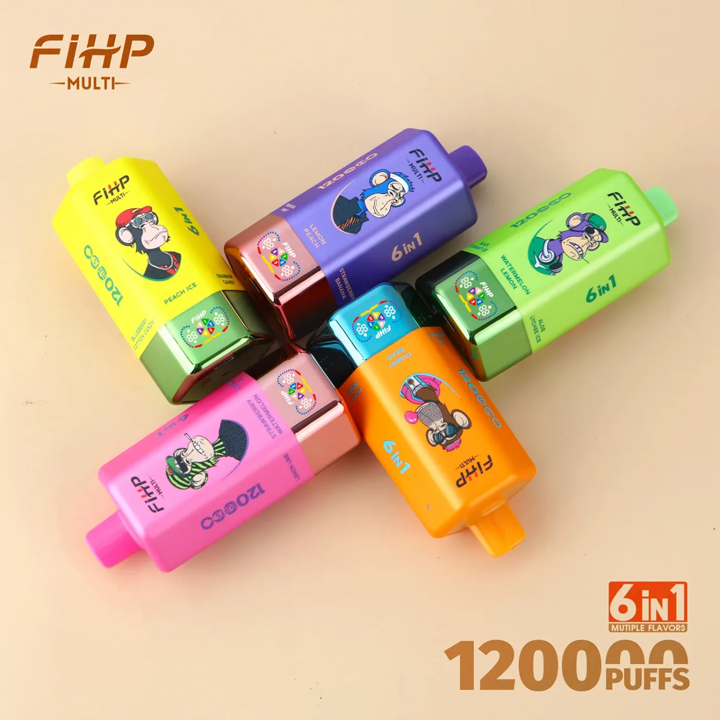 FIHP 120000 Puffs 6in1 Multiple Flavors Disposable Vape gallery image 6
