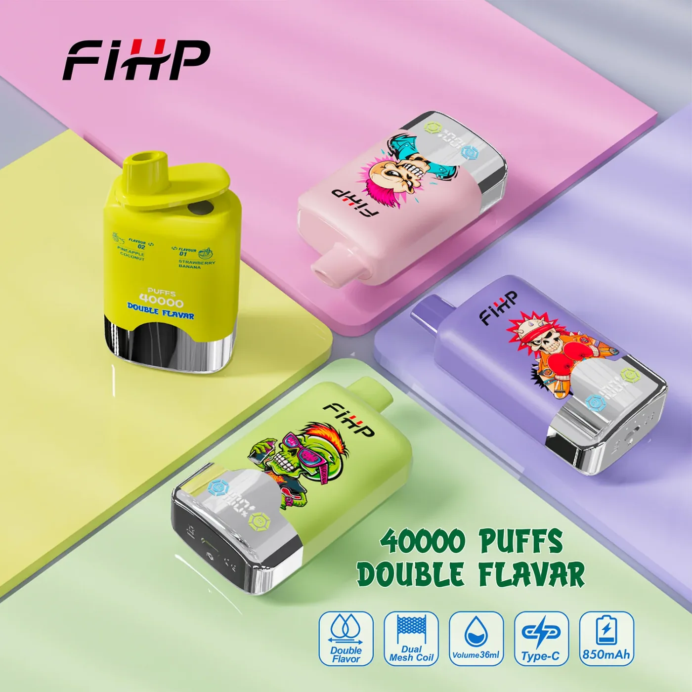 FIHP 40000 Puffs Double Flavors Disposable Vape gallery image 4