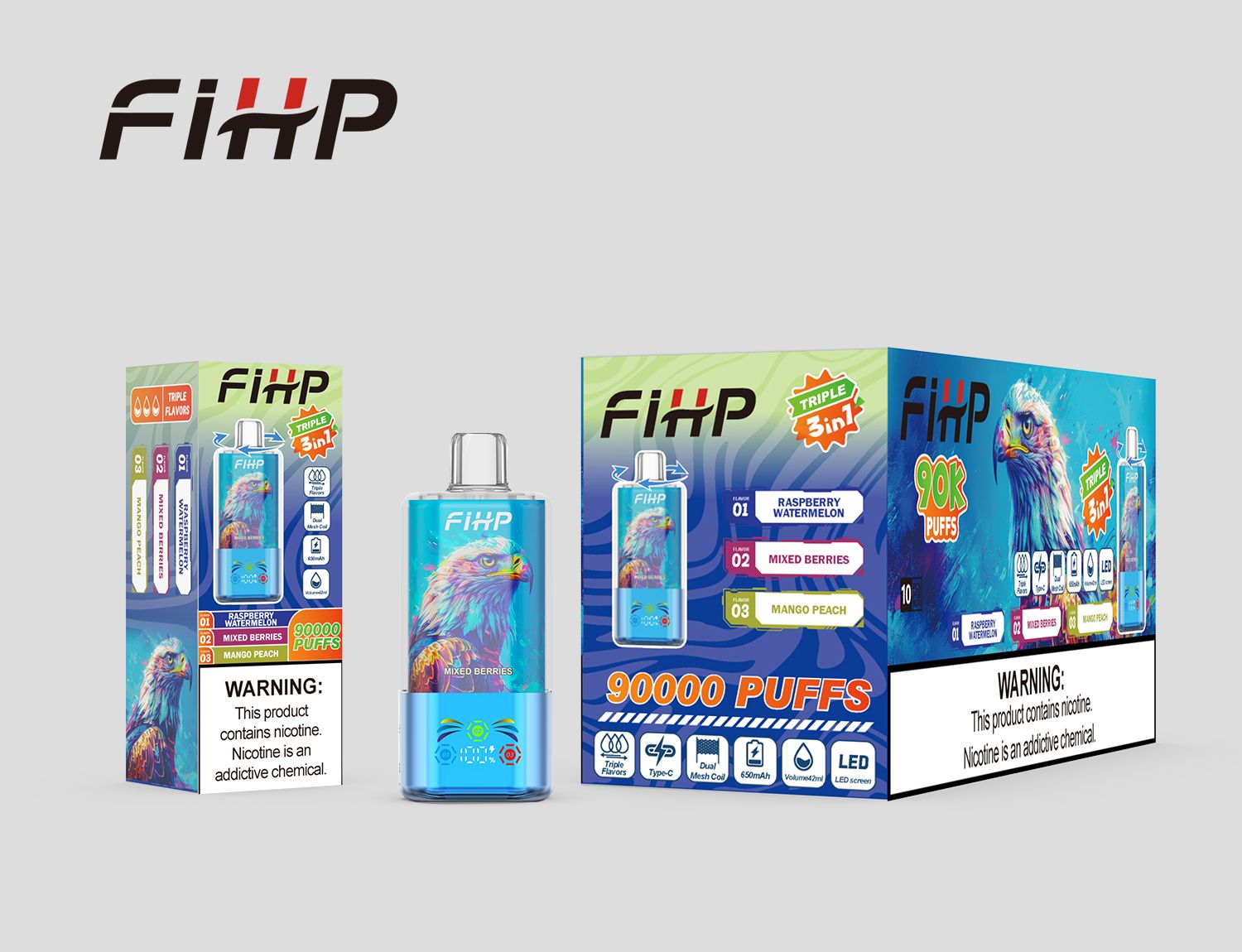 FIHP 90000 Puffs 3in1 Flavors Disposable Vape