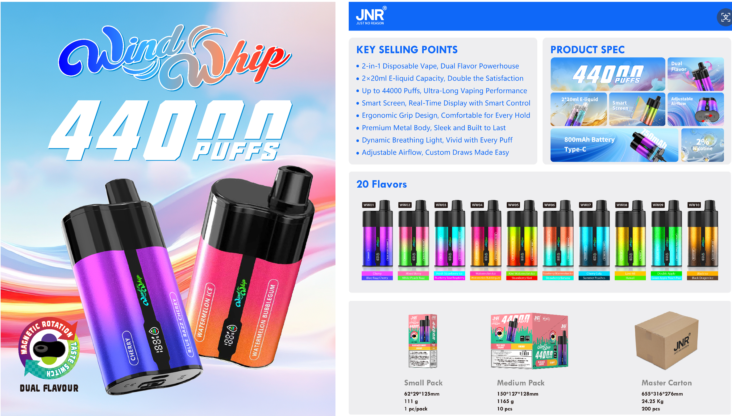 JNR WindWhip 44000 Puffs Disposable Vape