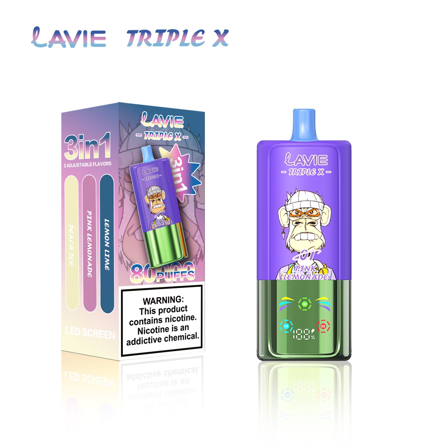 LAVIE Triple X 3-in-1 80000 Puffs Disposable Vape gallery image 7