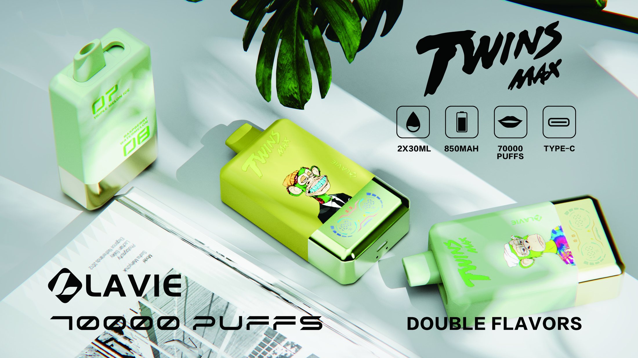 LAVIE Twins Max 70000 Puffs Double Flavor Disposable Vape gallery image 2