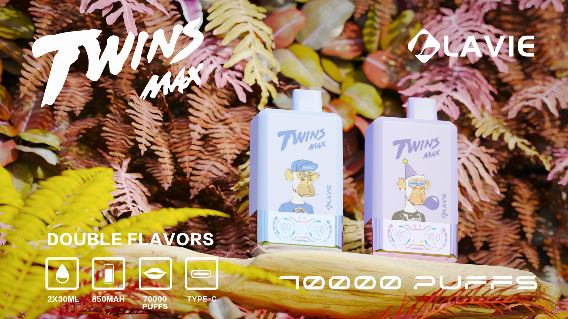 LAVIE Twins Max 70000 Puffs Double Flavor Disposable Vape gallery image 3