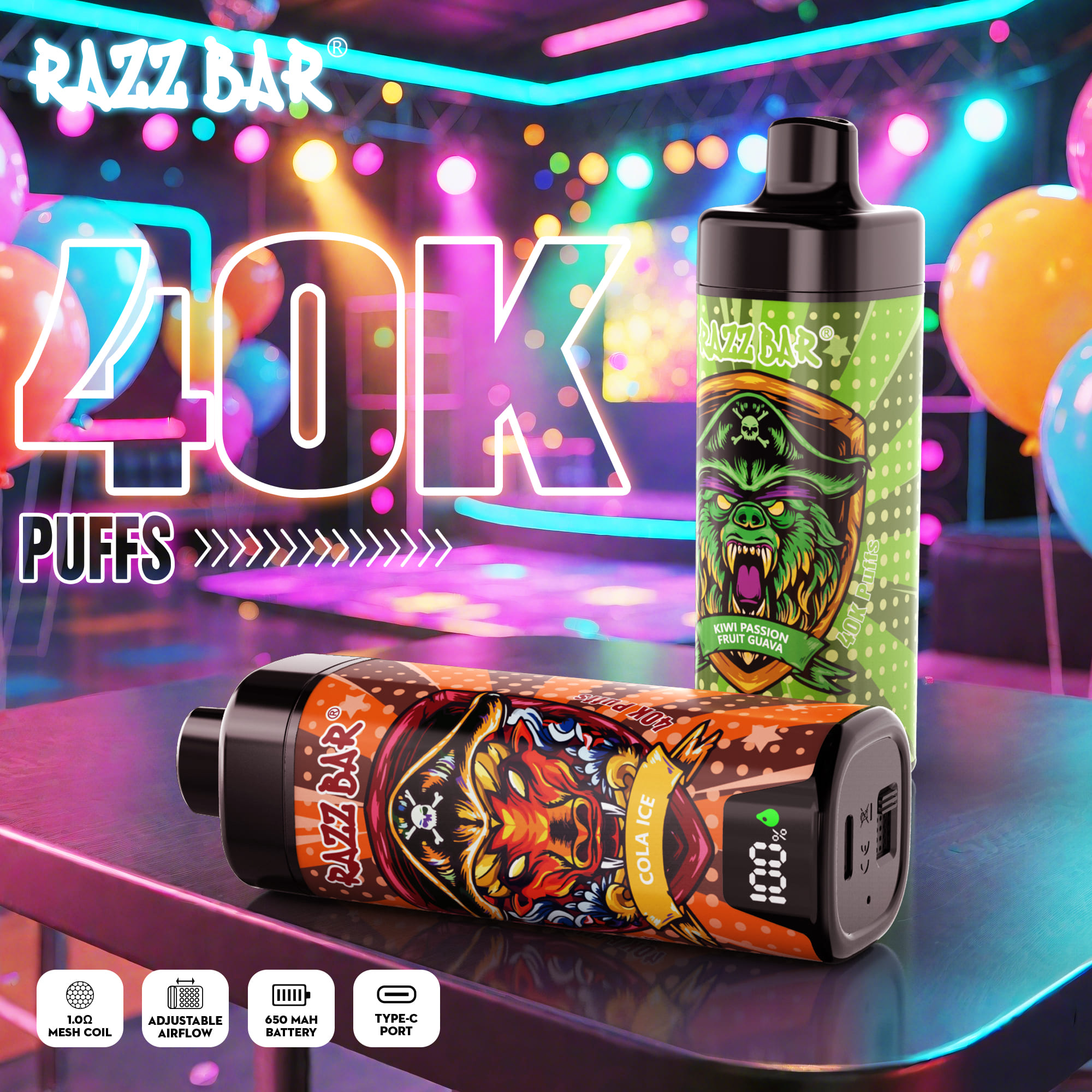 RAZZBAR Screen 40000 Puffs Disposable Vape