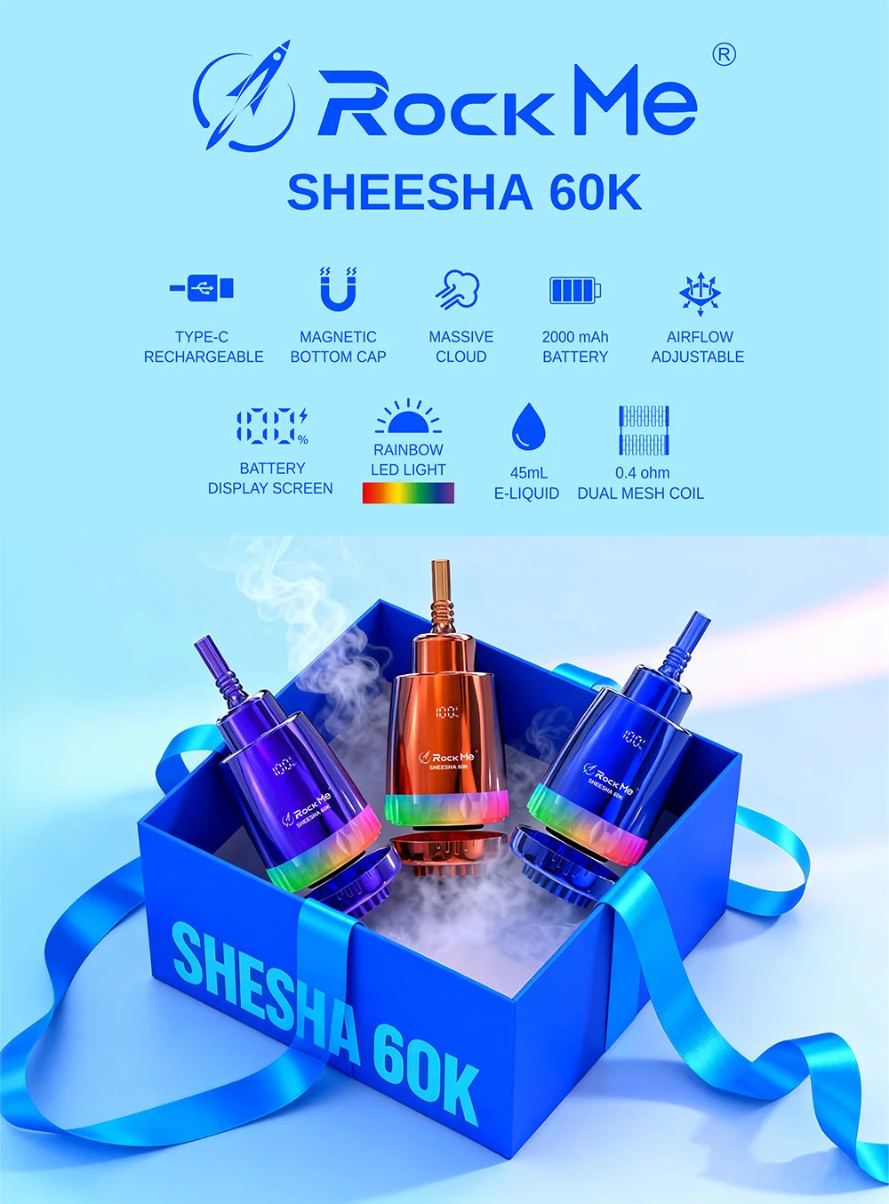 ROCKME Sheesha 60000 Puffs Device