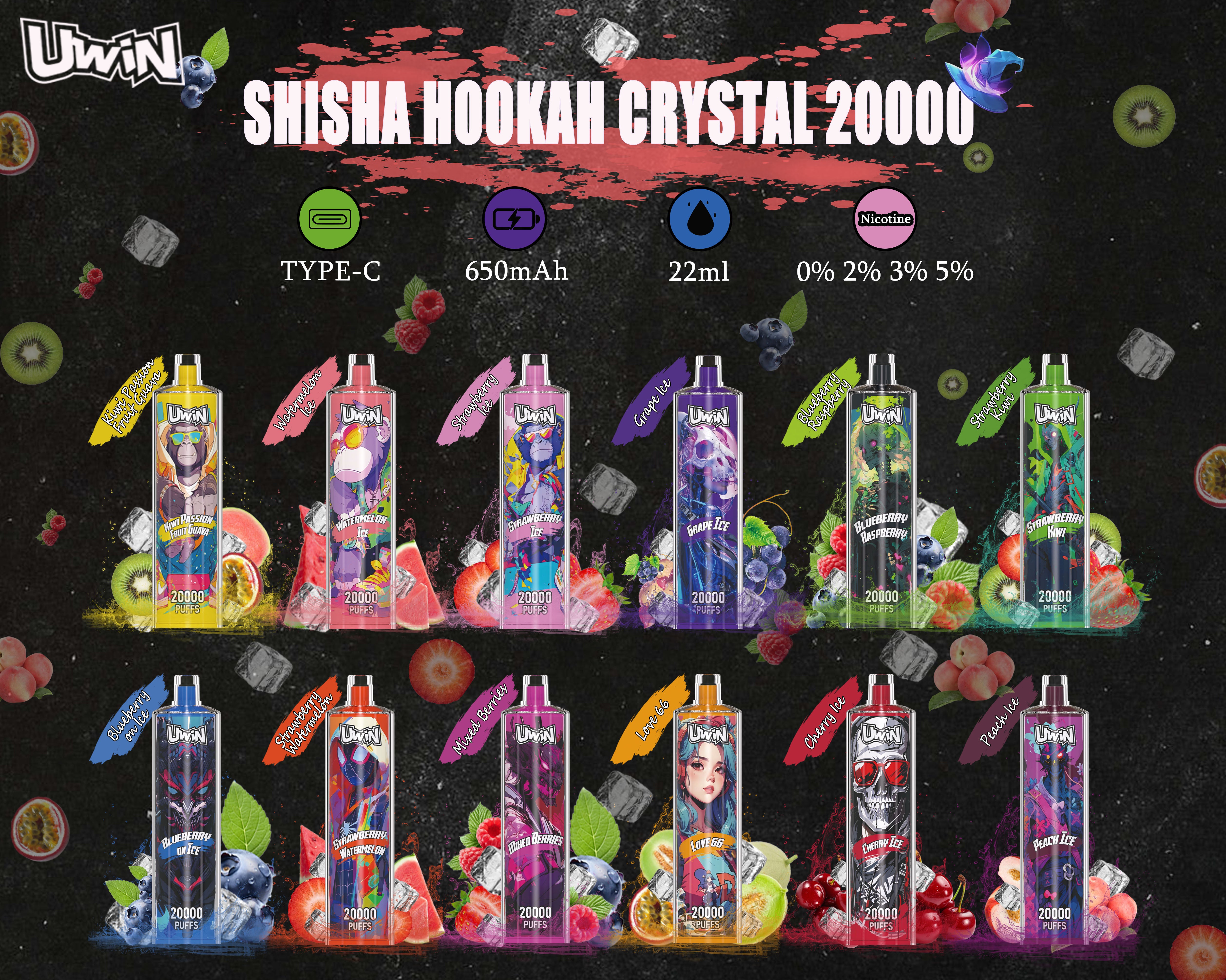 UWIN Shisha Hookah Crystal 20000 Puffs Disposable Vape gallery image 2