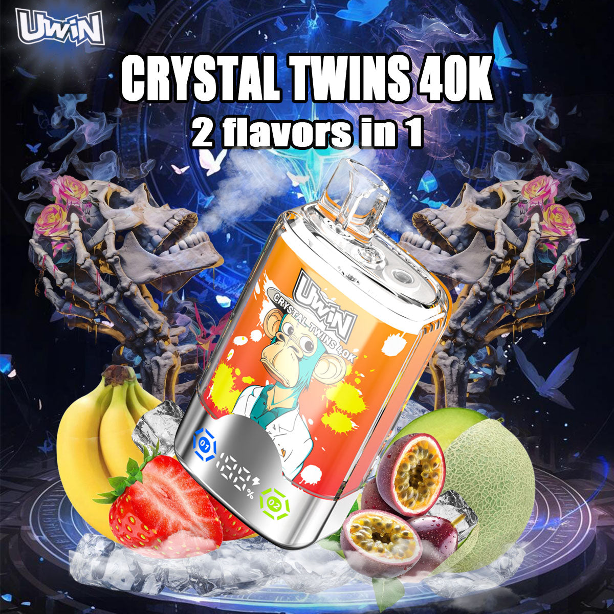 UWIN X RandM Twins Crystal 40000 Puffs Dual Flavor Vape gallery image 3