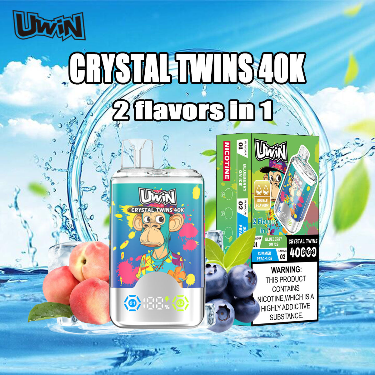 UWIN X RandM Twins Crystal 40000 Puffs Dual Flavor Vape gallery image 5